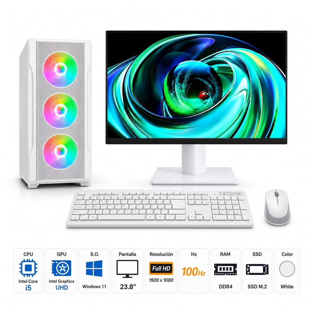 PC CORE I5-2400 PROPC RX-710 WHITE 8|512|23.8' GRAFICOS INTEL, W11HOME - 1