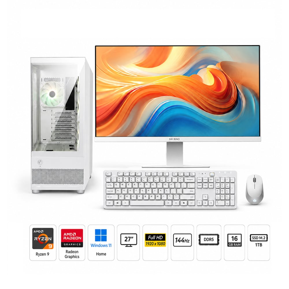 PC RYZEN 9 7900X PROPC 110R PZ WHITE 16|1TB|27' GRAFICOS RADEON, W11HOME - 1