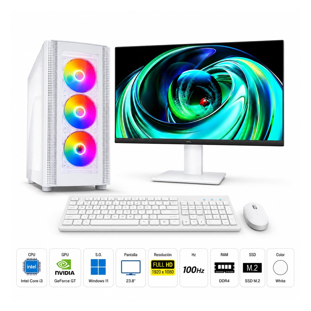 PC CORE I3-2100F PROPC RX-260 WHITE 8|512|23.8' GEFORCE GT 1030 2GB, W11HOME - 1