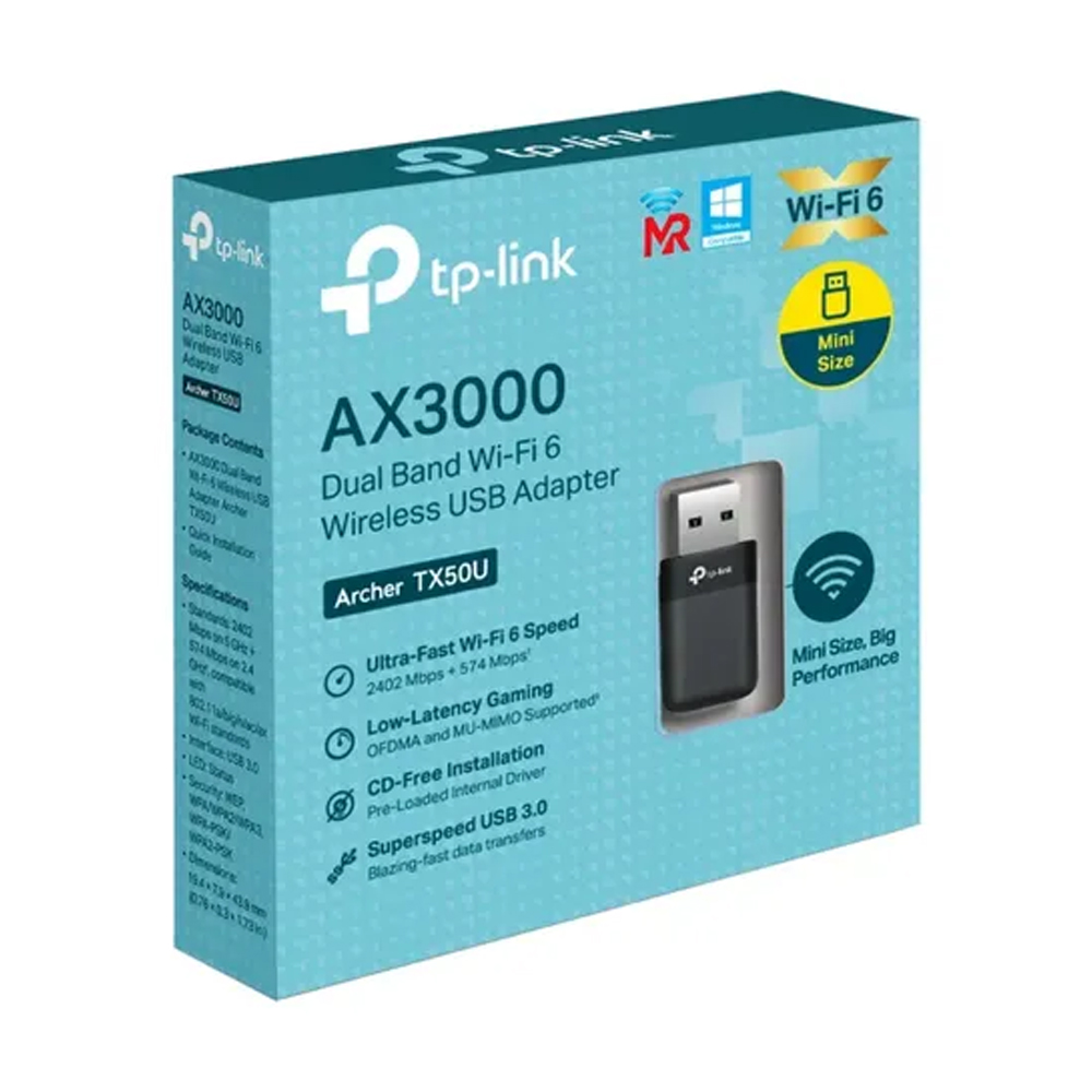ADAPTADOR USB TP-LINK ARCHER TX50U AX3000 VELOCIDAD USB 3.0 - 1