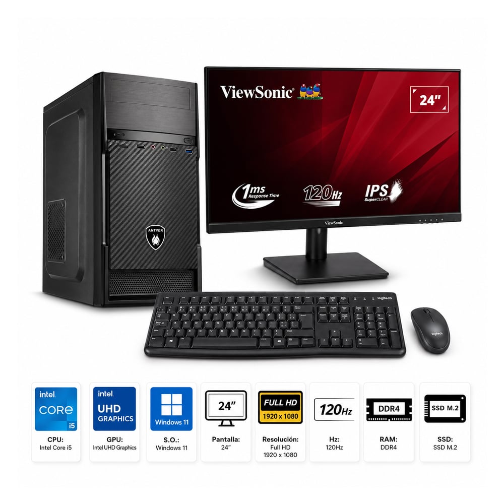 PC CORE I5-12400 PROPC ELEGANT 570M 8|512|24' GRAFICOS INTEL, W11HOME - 1