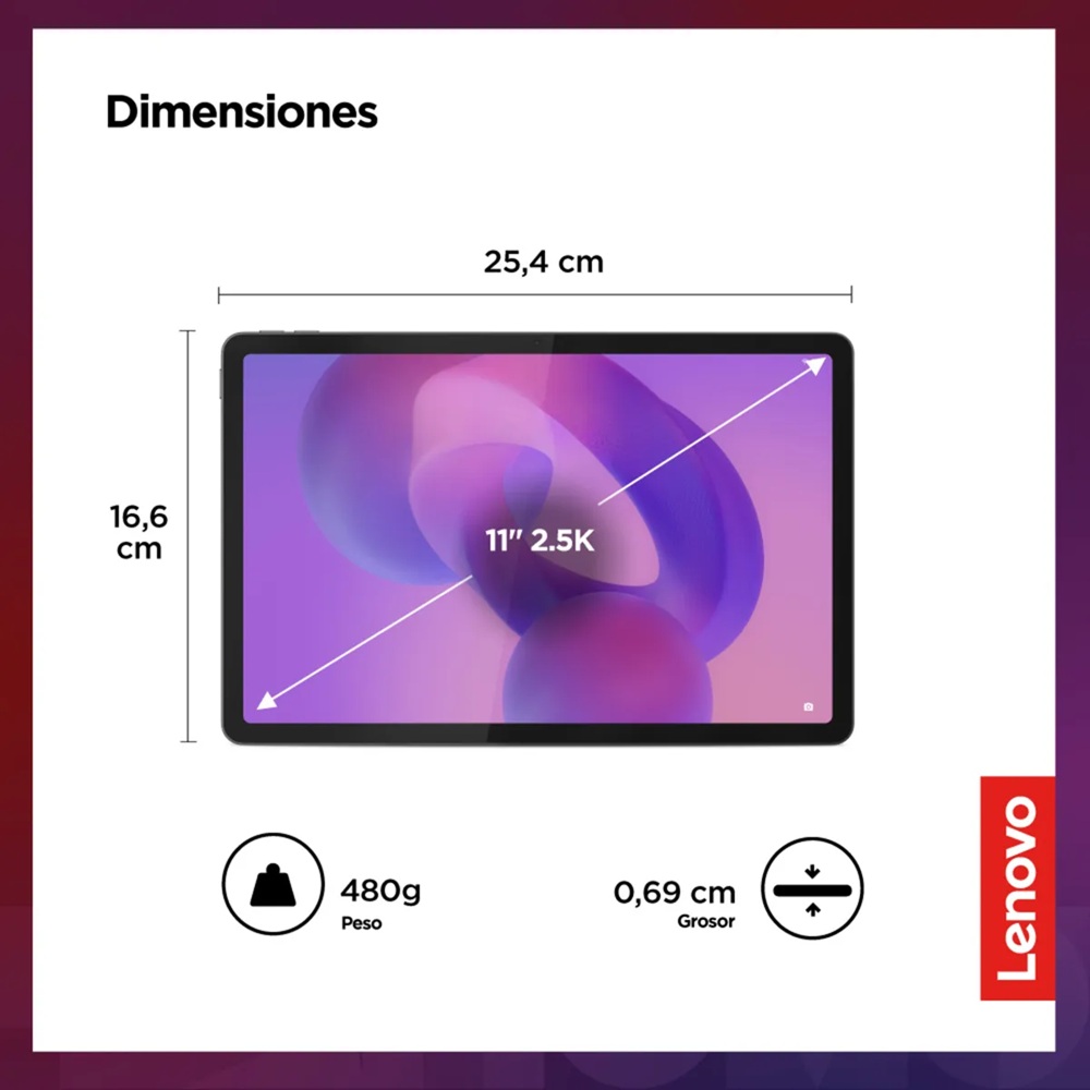TABLET LENOVO IDEA TAB 11' WI-FI 8GB RAM 128 GB - LUNA GREY + PEN Y MICA HIDROGEL - 3