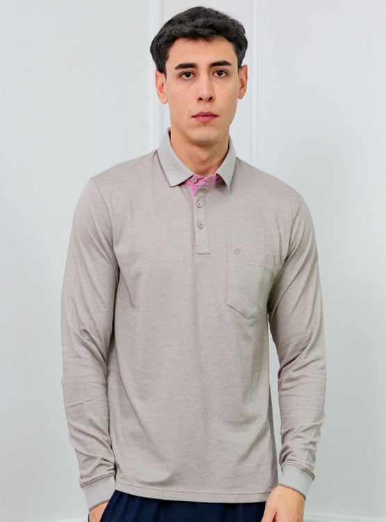 POLO BOX REGULAR FIT CABALLERO ML - PIQUE LYCCRADO - 1