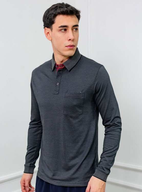 POLO BOX REGULAR FIT CABALLERO ML - PIQUE LYCRADO - 1