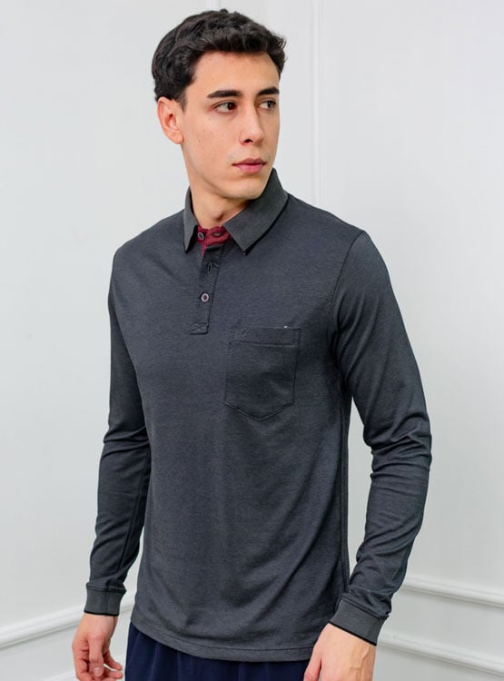 POLO BOX REGULAR FIT CABALLERO ML - PIQUE LYCRADO - 1