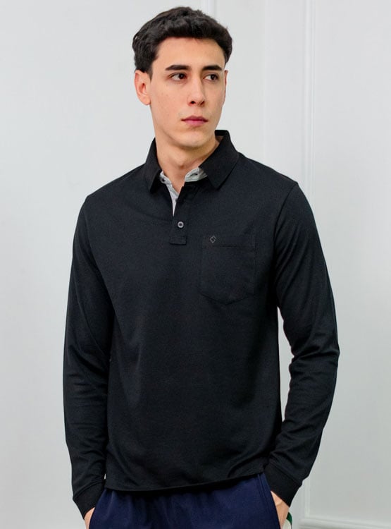 POLO BOX REGULAR FIT CABALLERO ML - PIQUE LYCRADO - 1