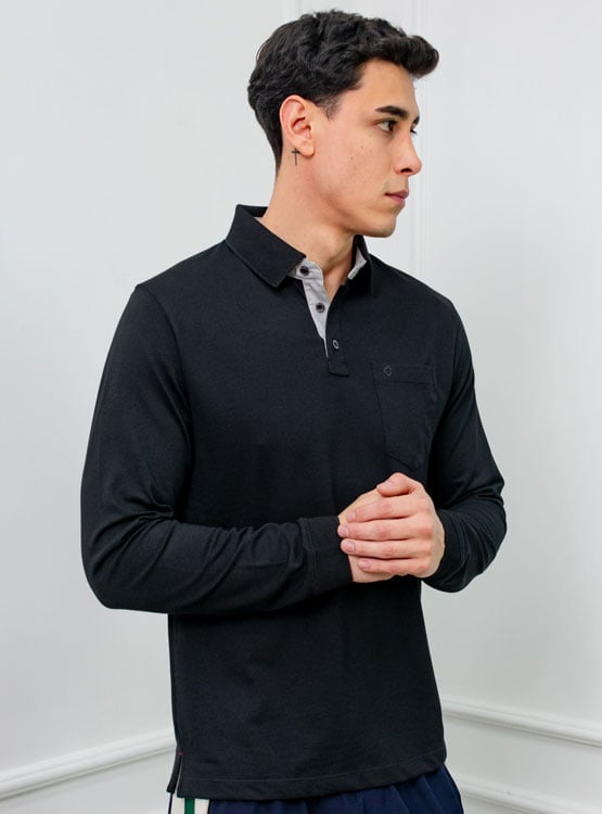 POLO BOX REGULAR FIT CABALLERO ML - PIQUE LYCRADO - 2
