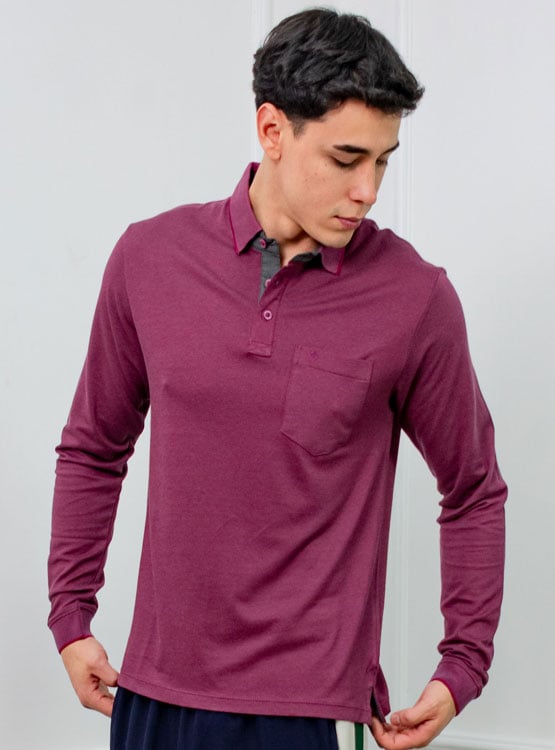POLO BOX REGULAR FIT CABALLERO ML - PIQUE LYCRADO - 1