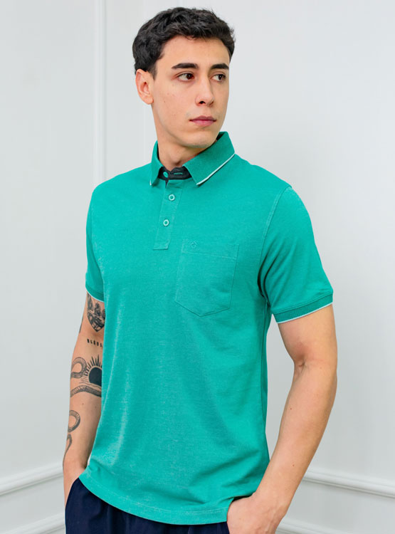POLO BOX REGULAR FIT CABALLERO MC - PIQUE LYCRADO - 1