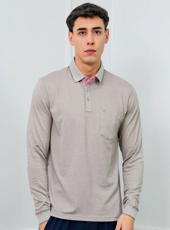 POLO BOX REGULAR FIT CABALLERO ML - PIQUE LYCRADO - 1