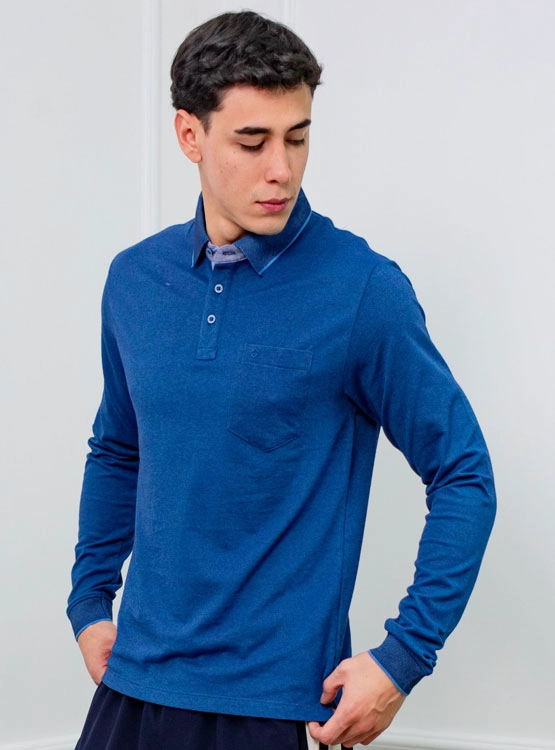 POLO BOX REGULAR FIT CABALLERO ML - PIQUE LYCRADO - 1