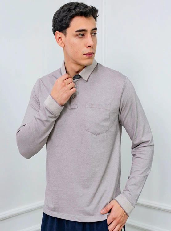 POLO BOX REGULAR FIT CABALLERO ML - PIQUE LYCRADO - 1