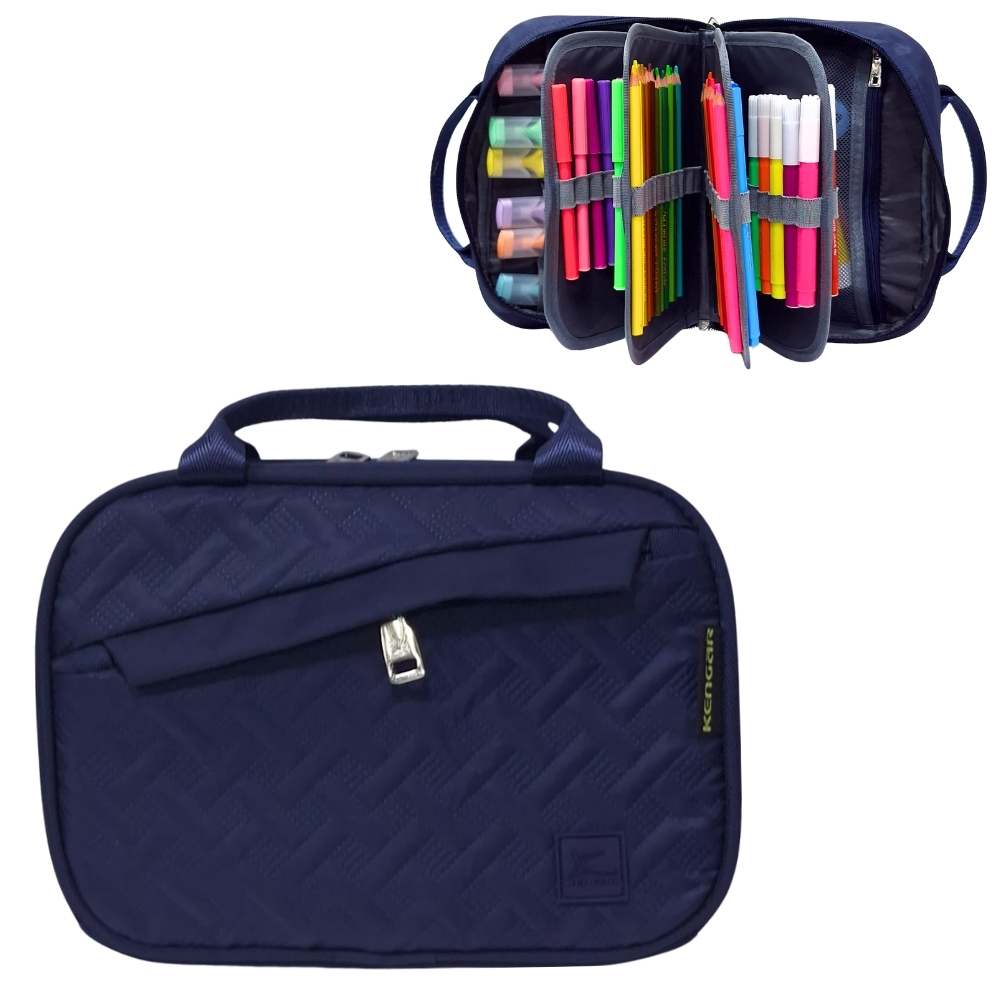 CARTUCHERA ORGANIZADORA XL KENGAR AZUL DISEÑO - 1