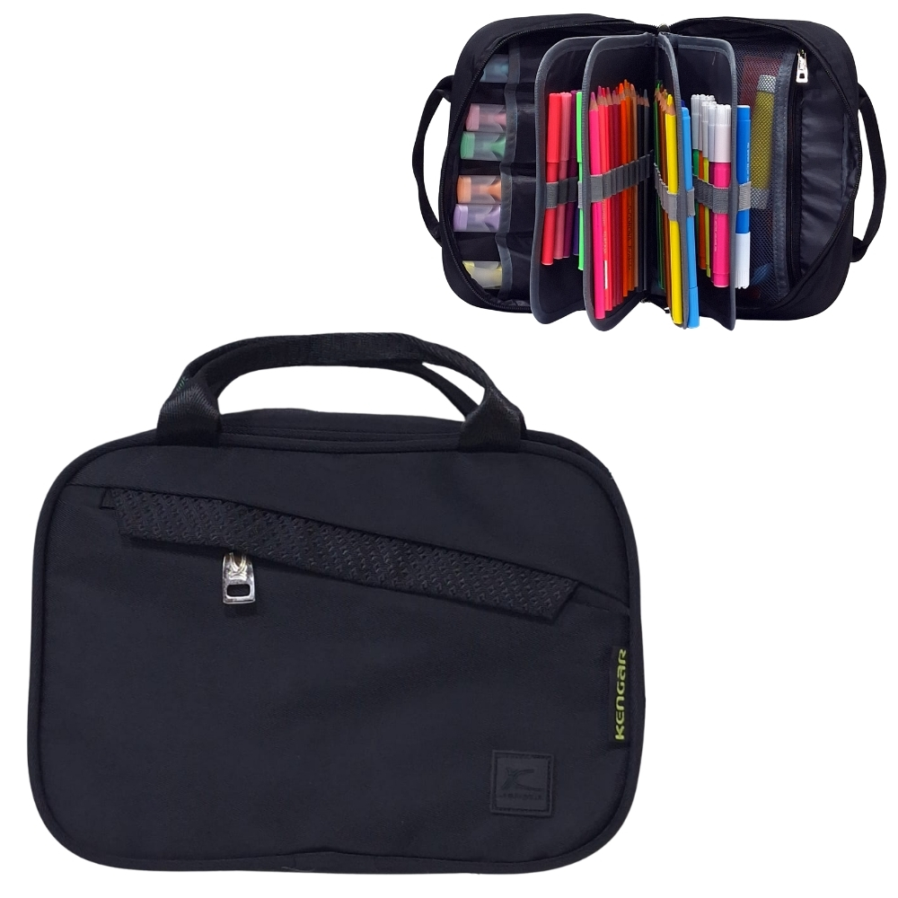 CARTUCHERA ORGANIZADORA XL KENGAR NEGRO - 1