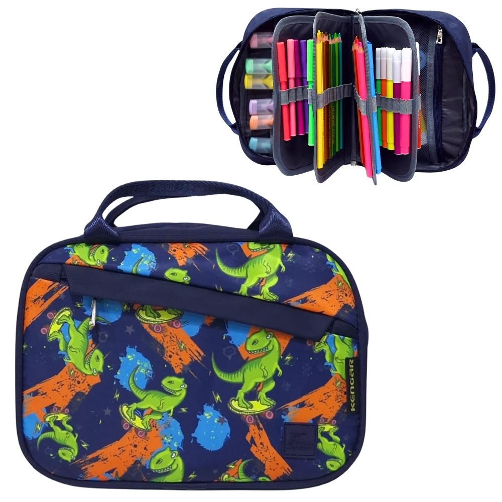 CARTUCHERA ORGANIZADORA XL KENGAR AZUL ESTAMPADO 1 - 1