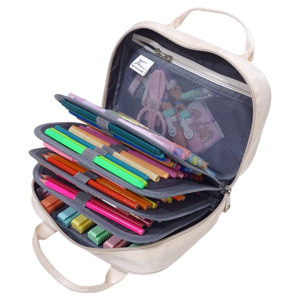 CARTUCHERA ORGANIZADORA XL KENGAR CREMA - 4