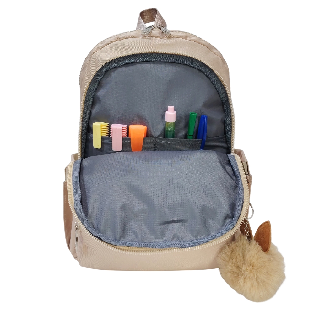 MOCHILA MODELO PRINT A4 KENGAR - CREMA - 2