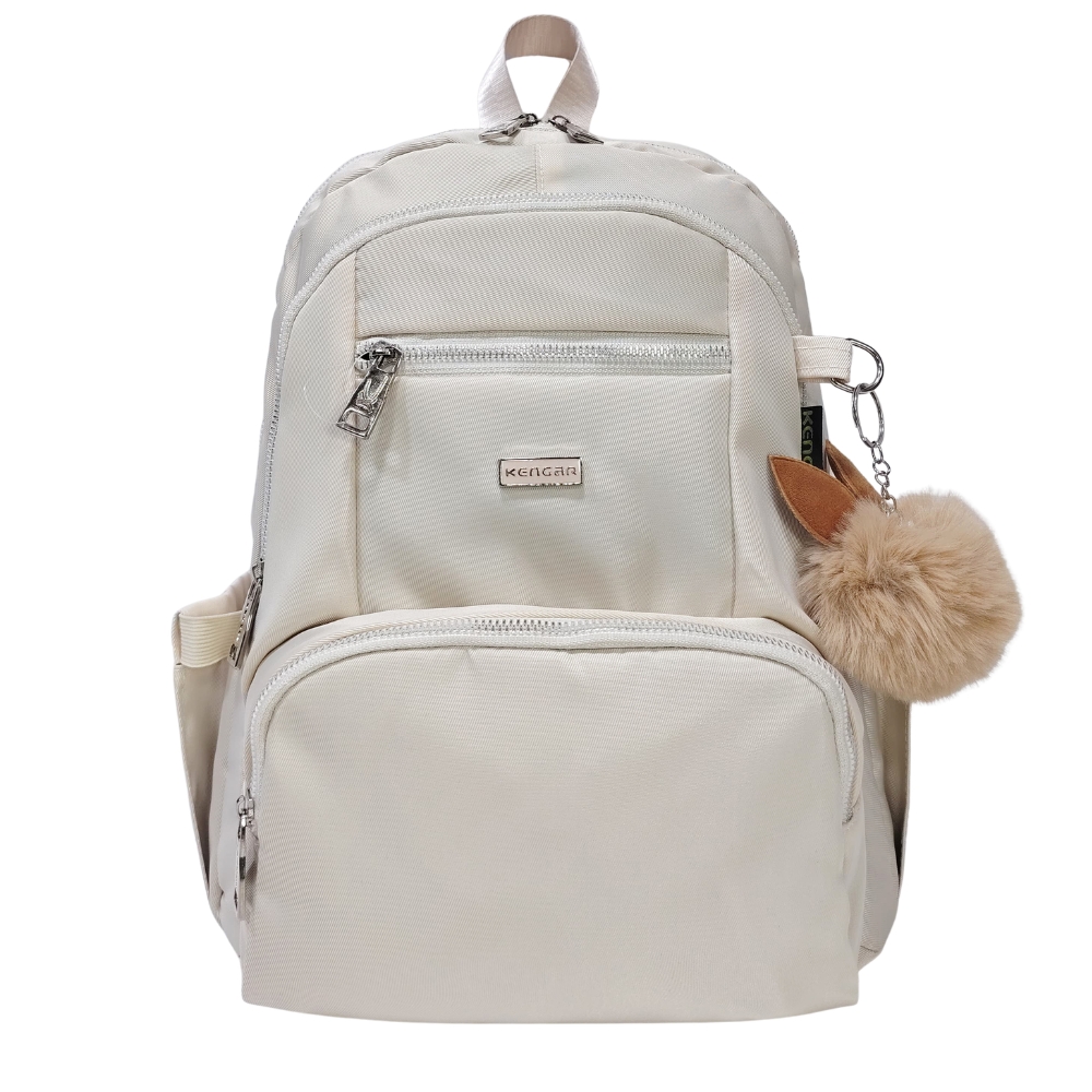 MOCHILA MODELO PRINT A4 KENGAR - CREMA CLARO - 1