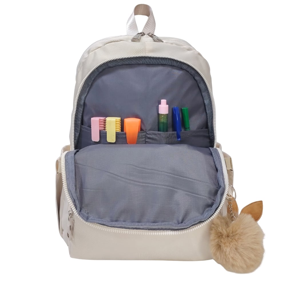 MOCHILA MODELO PRINT A4 KENGAR - CREMA CLARO - 2
