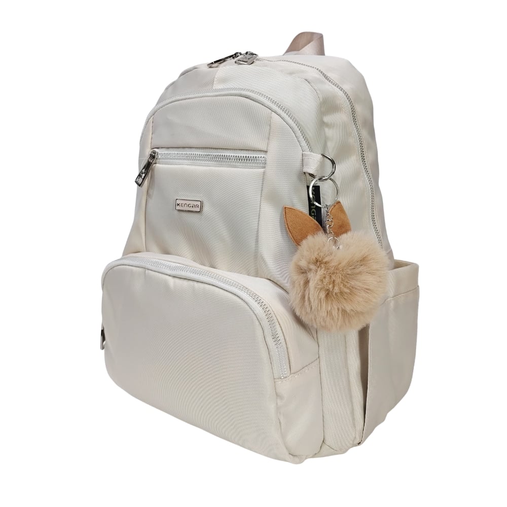 MOCHILA MODELO PRINT A4 KENGAR - CREMA CLARO - 3