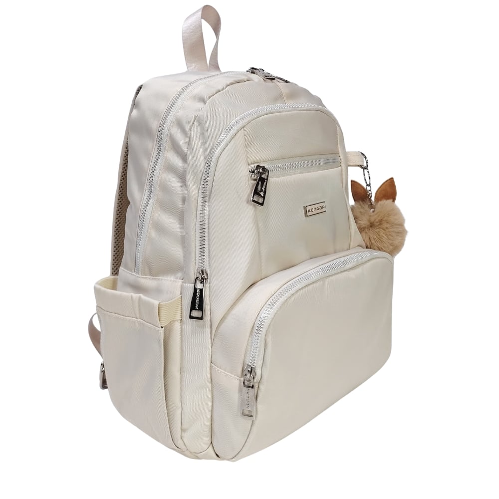 MOCHILA MODELO PRINT A4 KENGAR - CREMA CLARO - 5