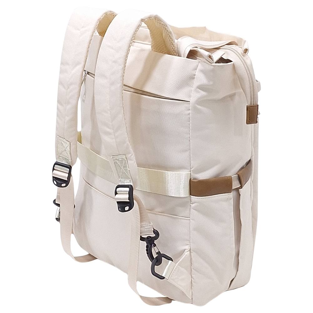 BOLSO MOCHILA VIAJERA MODELO RENATA - CREMA - 5