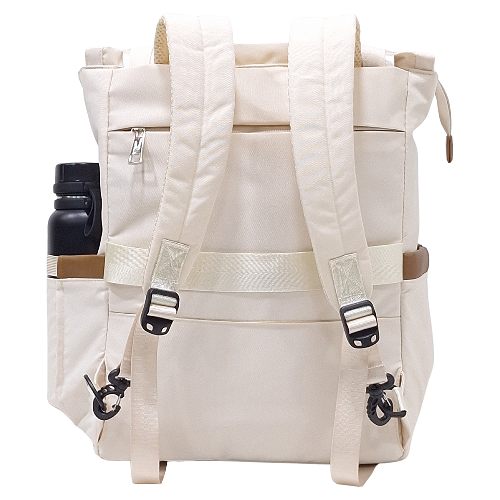 BOLSO MOCHILA VIAJERA MODELO RENATA - CREMA - 6