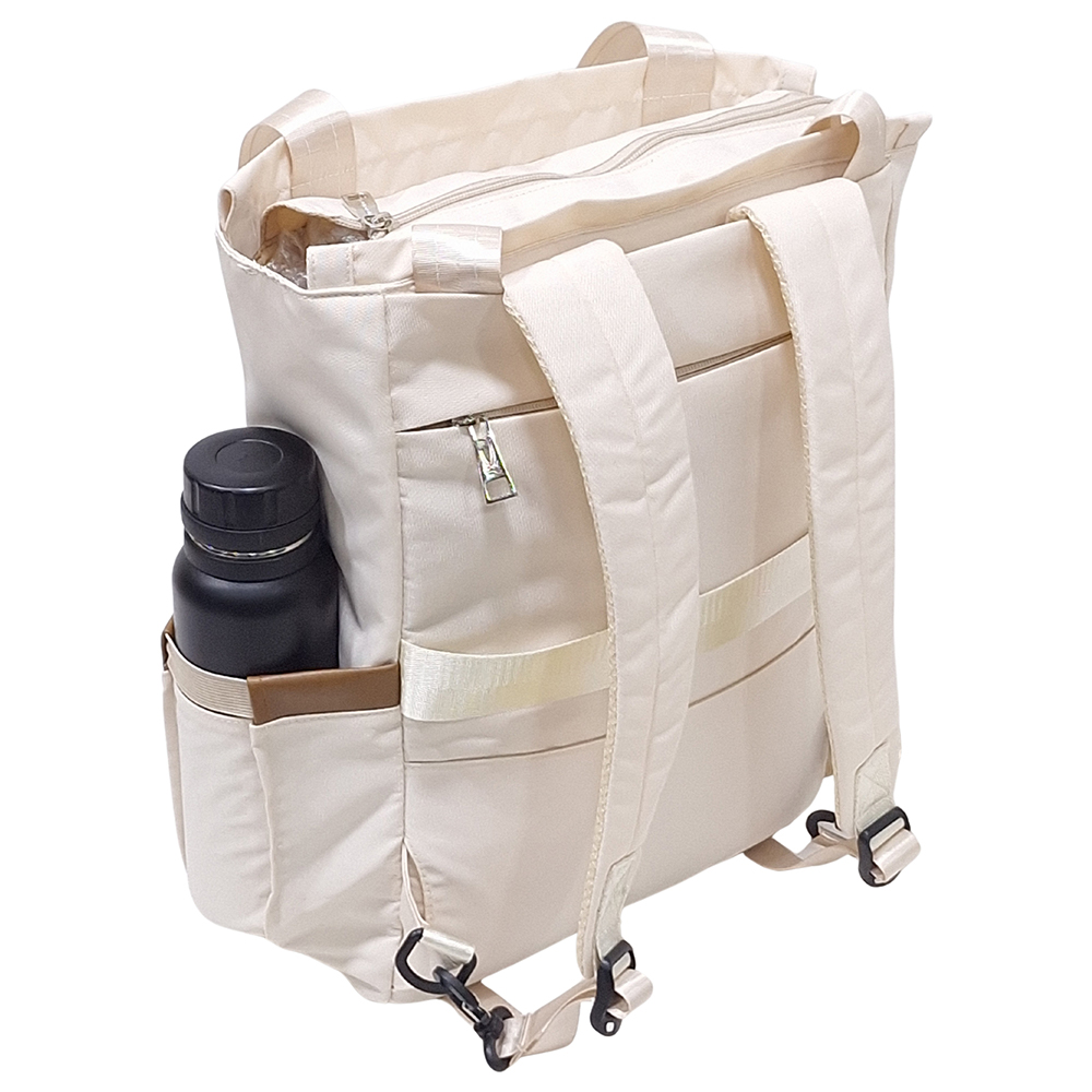 BOLSO MOCHILA VIAJERA MODELO RENATA - CREMA - 7
