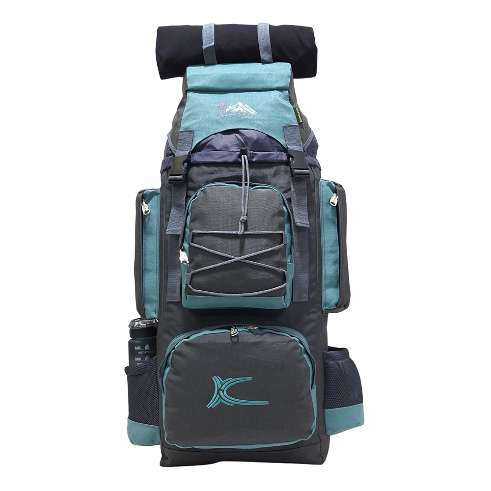 MOCHILA CAMPERA MODELO N.4 KENGAR - PLOMO/VERDE JADE - 1