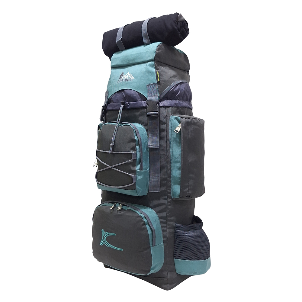 MOCHILA CAMPERA MODELO N.4 KENGAR - PLOMO/VERDE JADE - 2