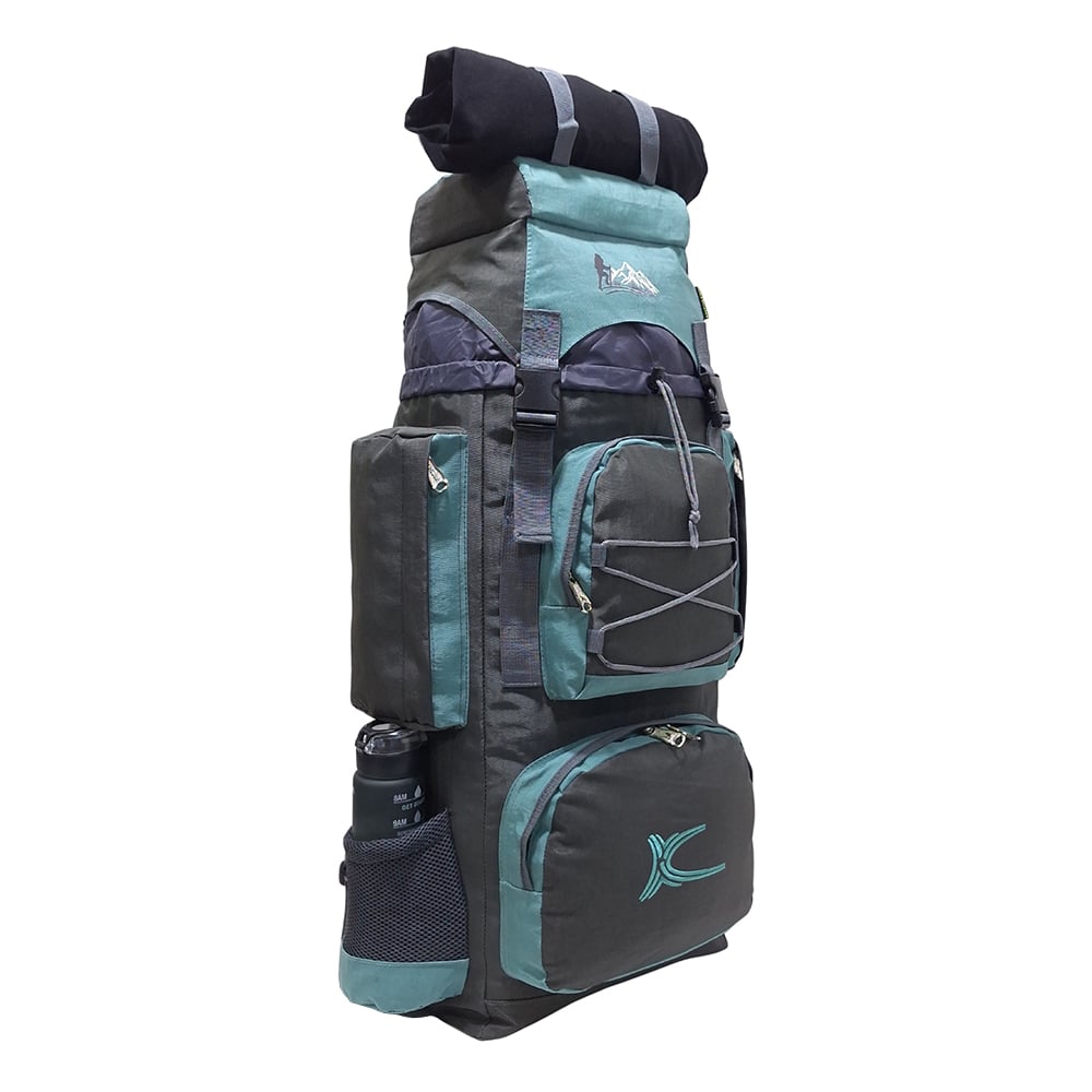 MOCHILA CAMPERA MODELO N.4 KENGAR - PLOMO/VERDE JADE - 3