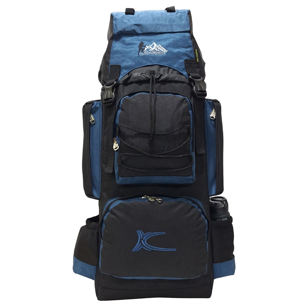 MOCHILA CAMPERA MODELO N.3 KENGAR - NEGRO/AZUL ACERO - 1