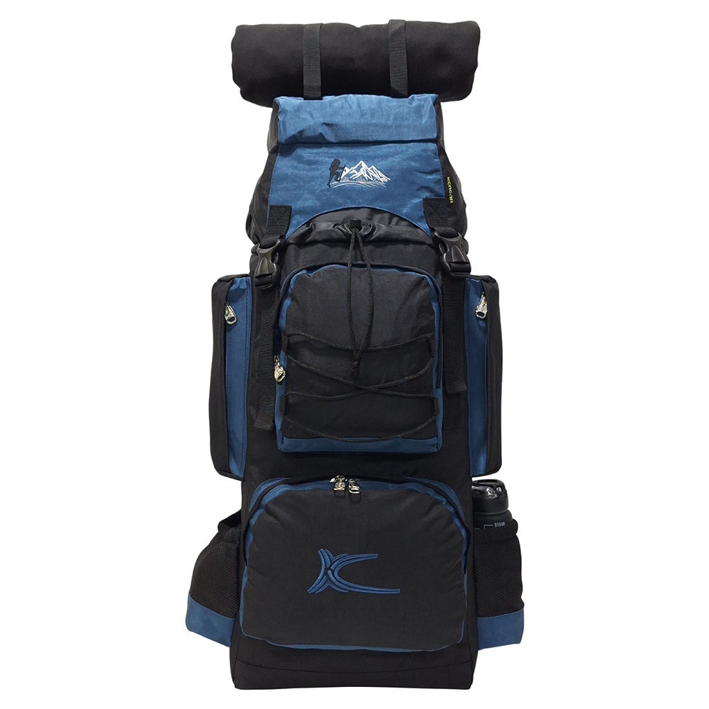 MOCHILA CAMPERA MODELO N.3 KENGAR - NEGRO/AZUL ACERO - 5