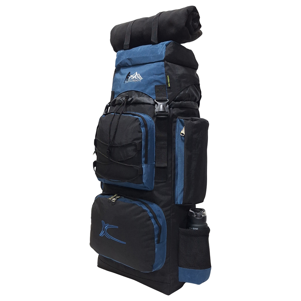 MOCHILA CAMPERA MODELO N.3 KENGAR - NEGRO/AZUL ACERO - 6