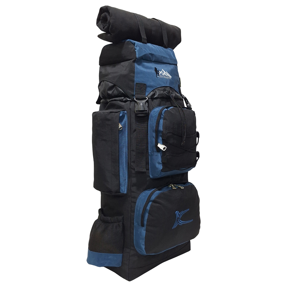 MOCHILA CAMPERA MODELO N.3 KENGAR - NEGRO/AZUL ACERO - 7