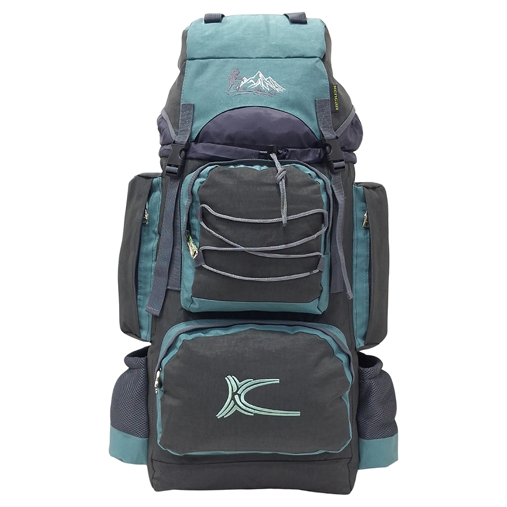 MOCHILA CAMPERA MODELO N.3 KENGAR - PLOMO/VERDE JADE - 1