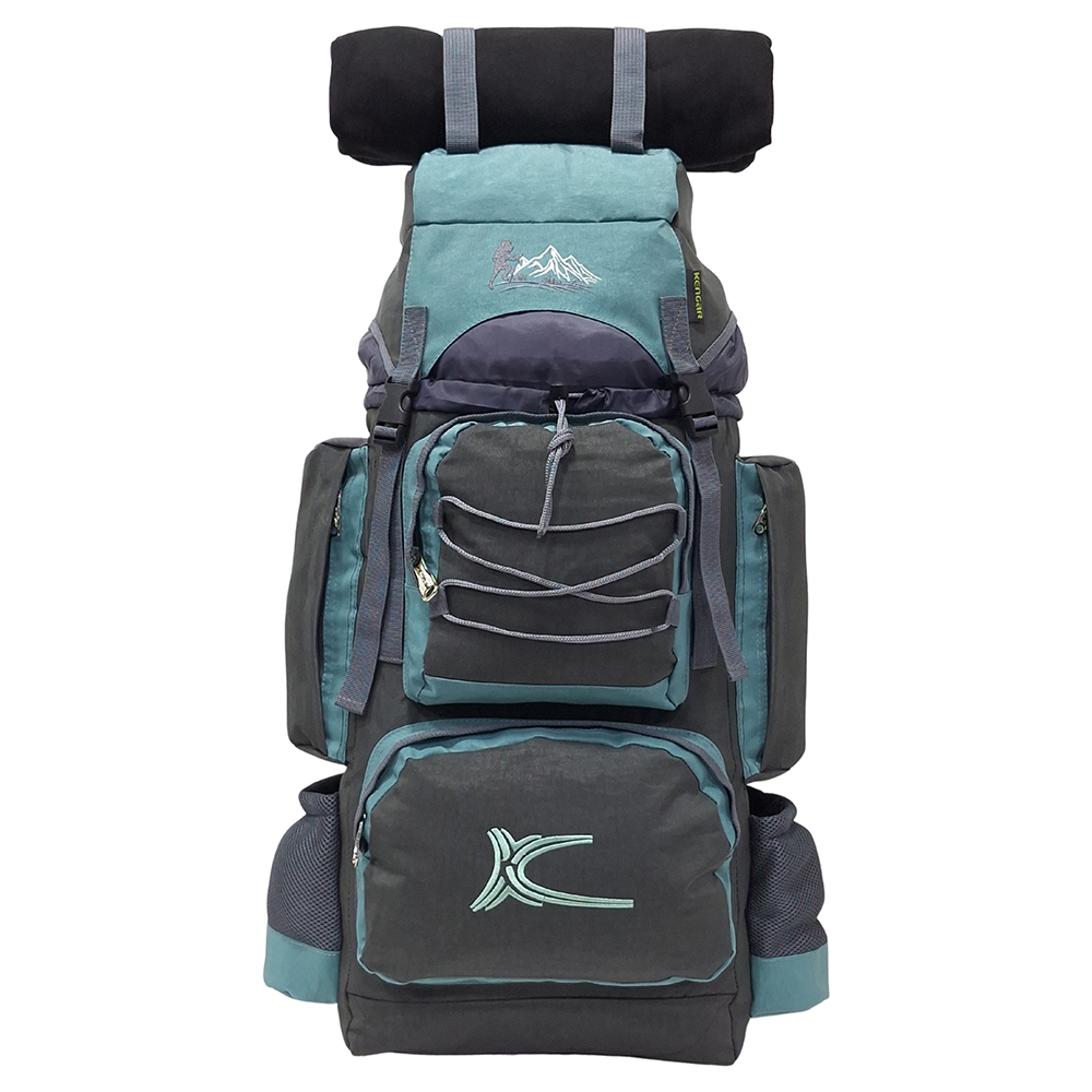 MOCHILA CAMPERA MODELO N.3 KENGAR - PLOMO/VERDE JADE - 5