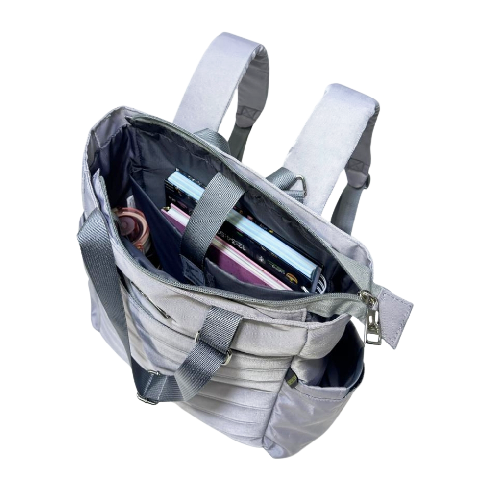 BOLSO MOCHILA MODELO DONATA - PLOMO PLATA - 6