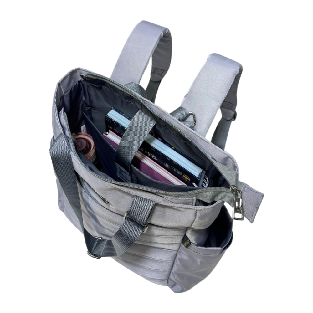 BOLSO MOCHILA MODELO DONATA - PLOMO PLATA - 8