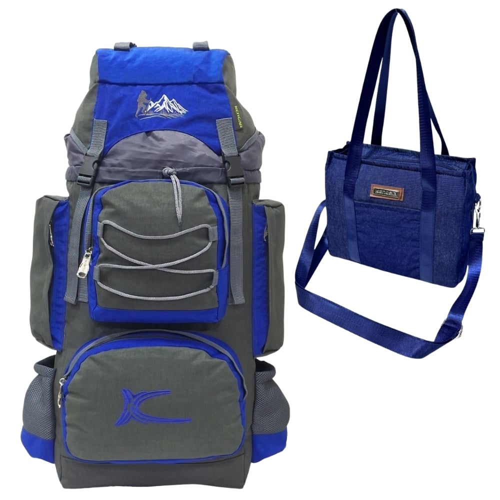 PROMOCIÓN MOCHILA DE CAMPING N3 KENGAR PLOMO-AZULINO + BOLSO PUFFER XS JEAN - 1