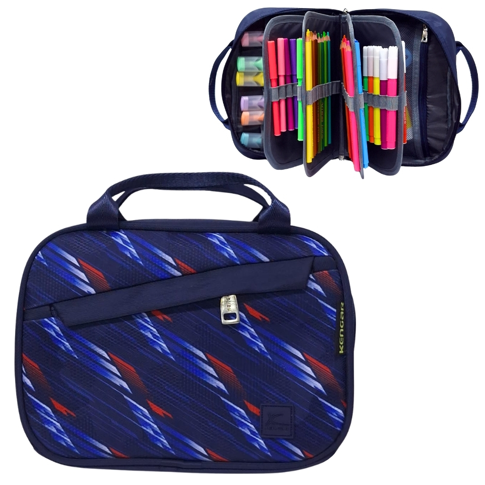 CARTUCHERA ORGANIZADORA XL KENGAR AZUL ESTAMPADO 2 - 1