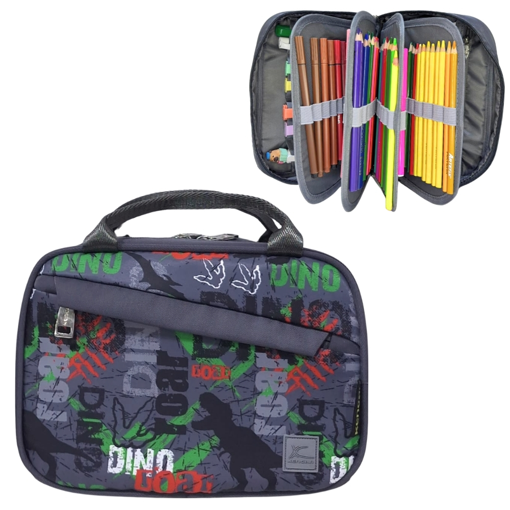 CARTUCHERA ORGANIZADORA XL KENGAR PLOMO DISEÑO 1 - 1