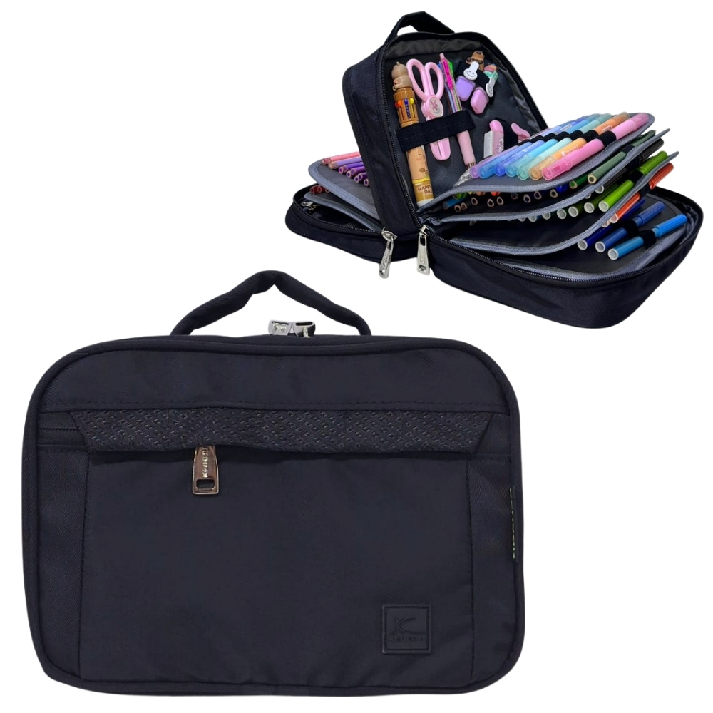 CARTUCHERA ORGANIZADORA PENCIL KENGAR - NEGRO ENTERO - 1
