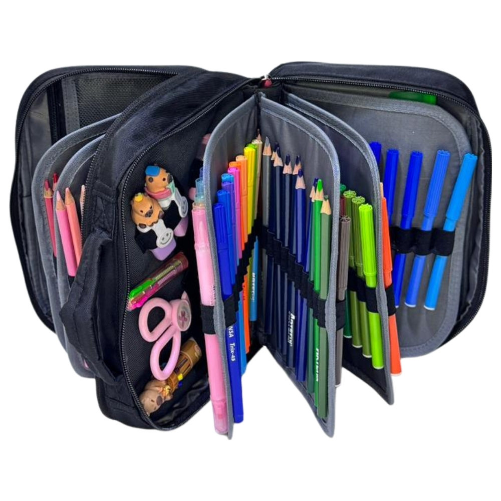 CARTUCHERA ORGANIZADORA PENCIL KENGAR - NEGRO ENTERO - 4