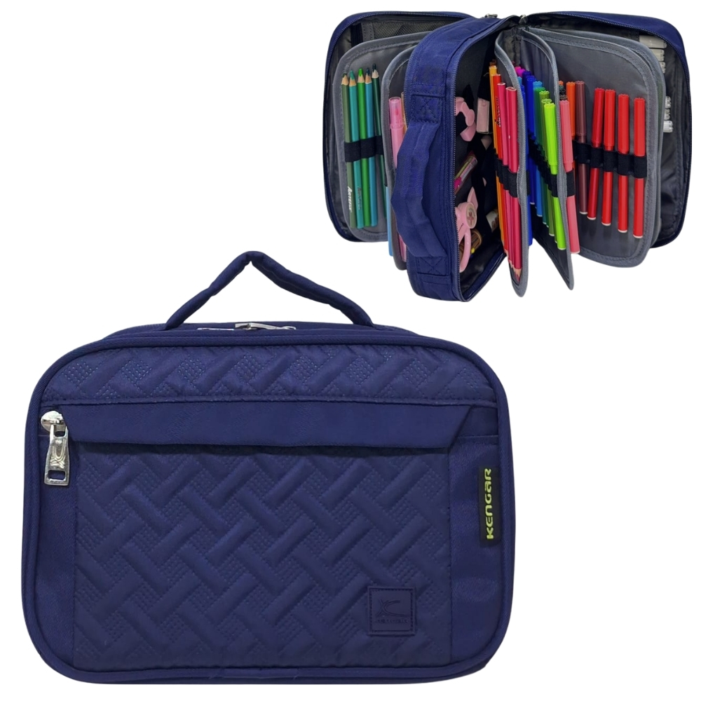 CARTUCHERA ORGANIZADORA PENCIL KENGAR - AZUL DISEÑO - 1