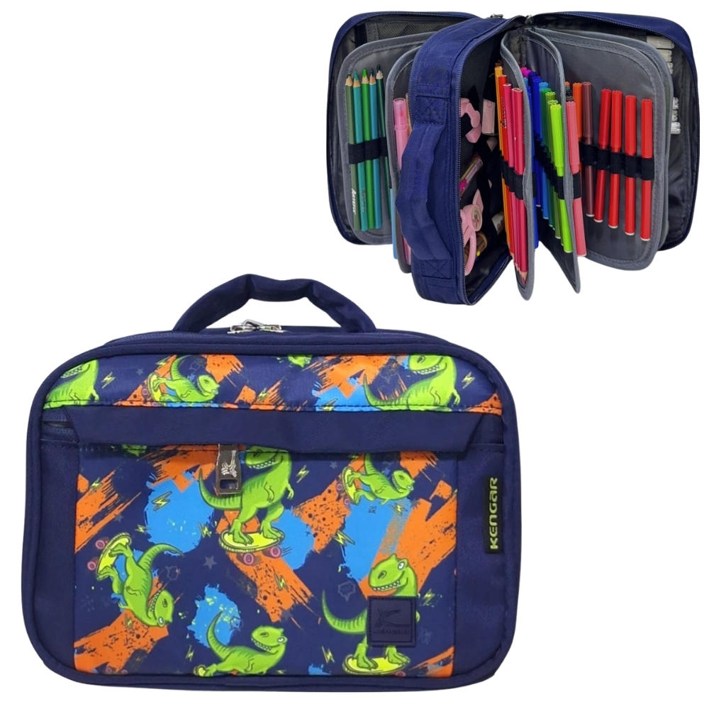 CARTUCHERA ORGANIZADORA PENCIL KENGAR - AZUL ESTAMPADO 2 - 1