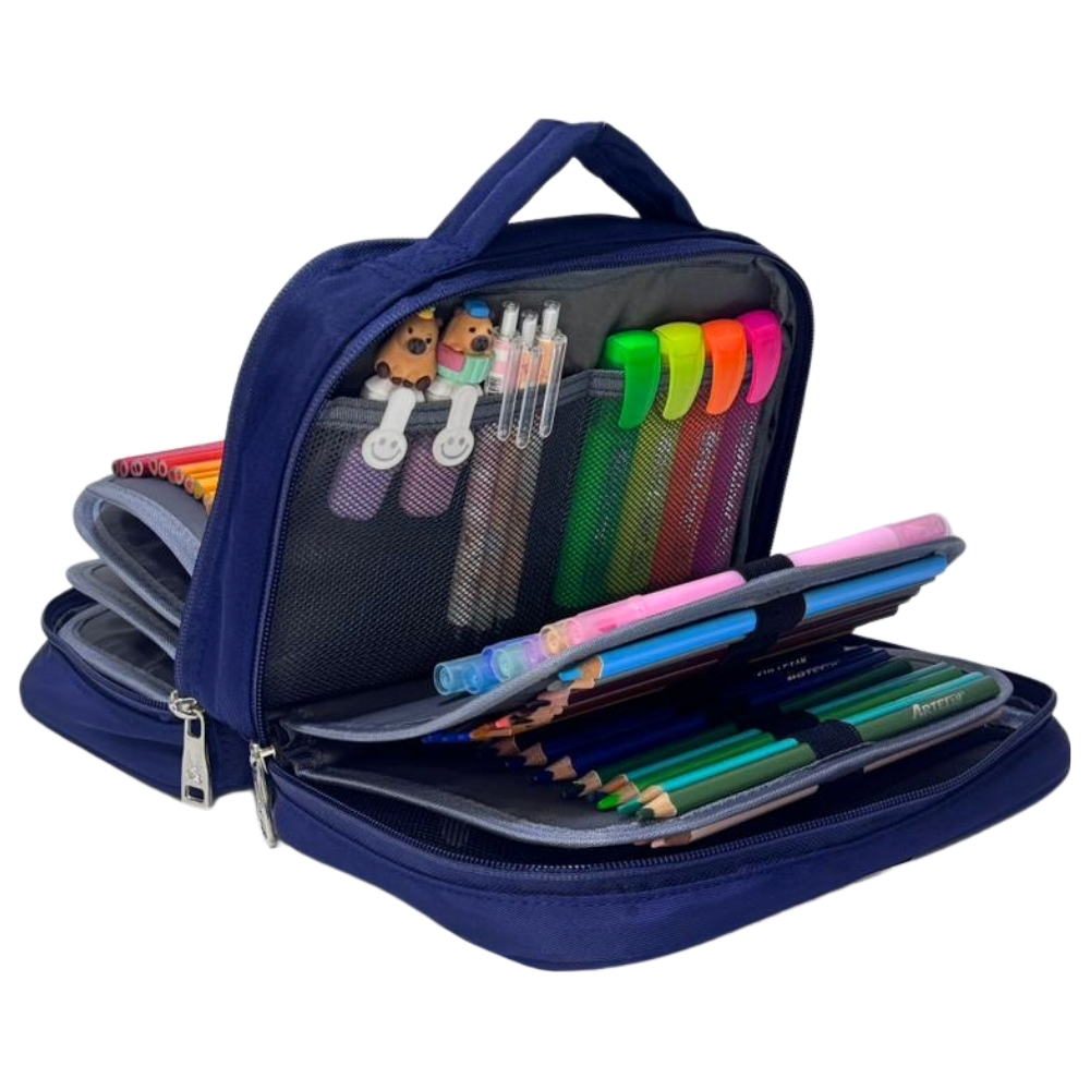 CARTUCHERA ORGANIZADORA PENCIL KENGAR - AZUL ESTAMPADO 2 - 4