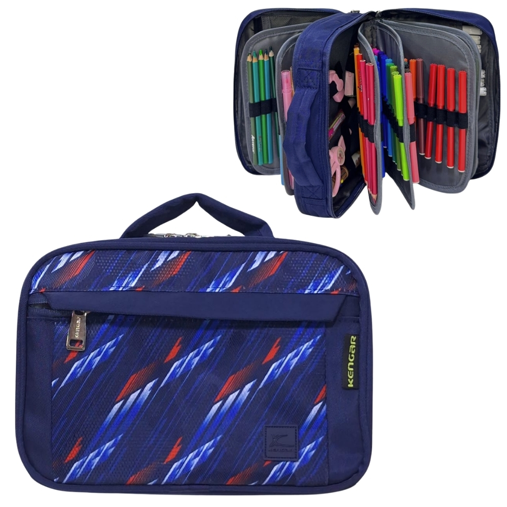 CARTUCHERA ORGANIZADORA PENCIL KENGAR - AZUL ESTAMPADO 1 - 1