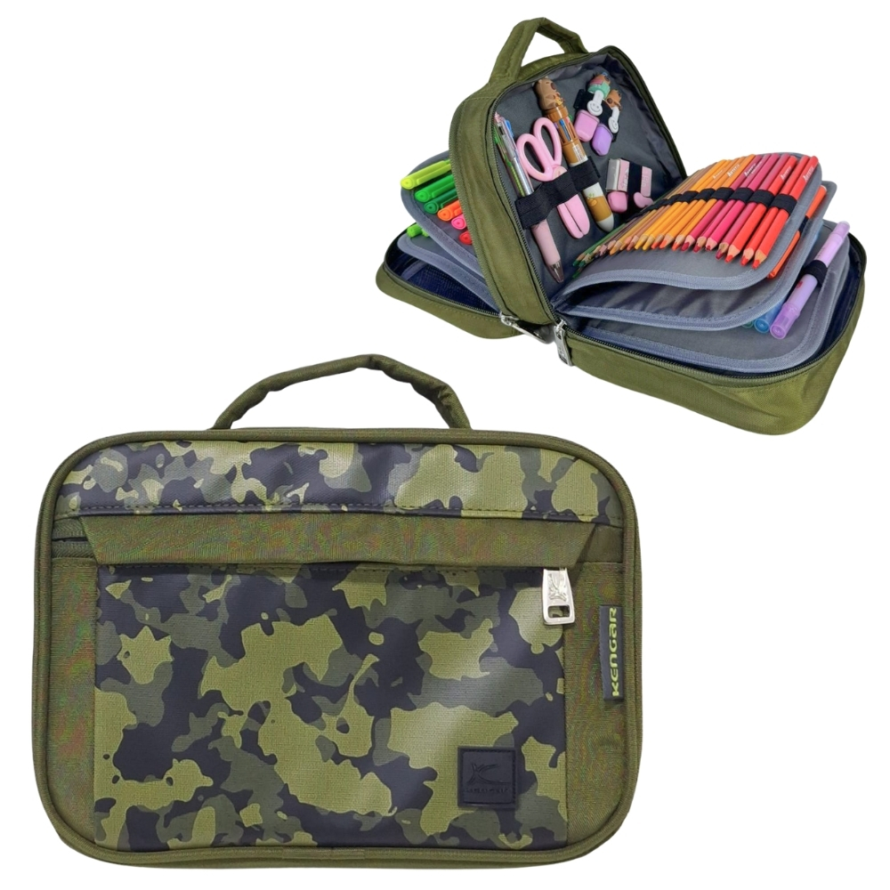 CARTUCHERA ORGANIZADORA PENCIL KENGAR - RANGER VERDE MILITAR - 1