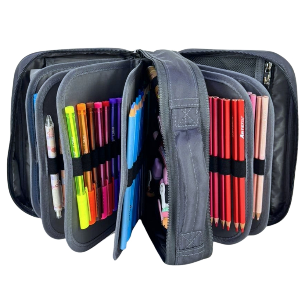 CARTUCHERA ORGANIZADORA PENCIL KENGAR - PLOMO ESTAMPADO 1 - 3